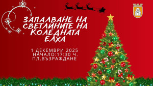 Палим светлините на коледната елха в Плевен на 1 декември